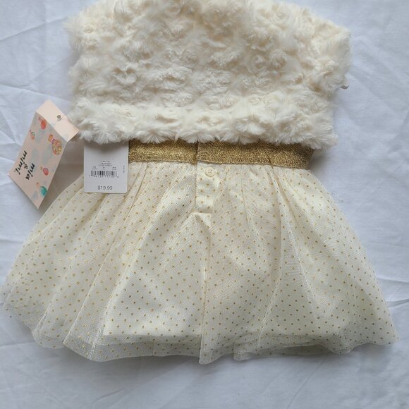 MIA AND MIMI Special Occasion NEWBORN Dress Tulle Lined Ivory Gold - Picture 9 of 9